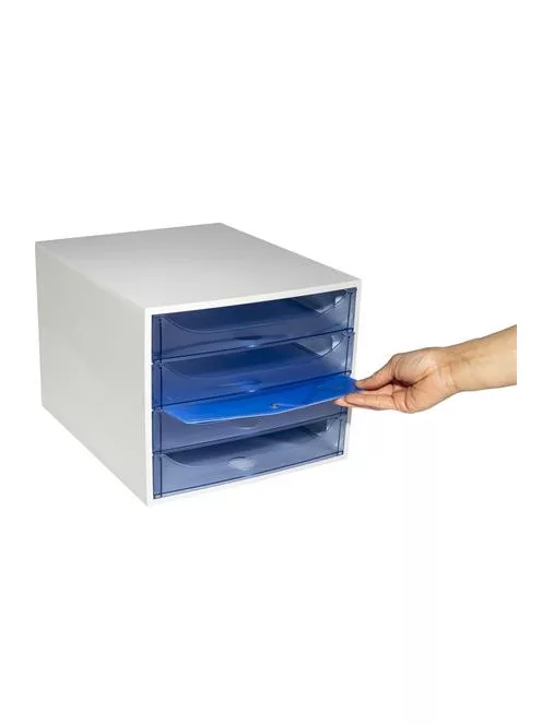 EXACOMPTA Irattároló, műanyag, 4 fiókos, EXACOMPTA "Ecobox Linicolor", jégkék