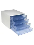 EXACOMPTA Irattároló, műanyag, 4 fiókos, EXACOMPTA "Ecobox Linicolor", jégkék