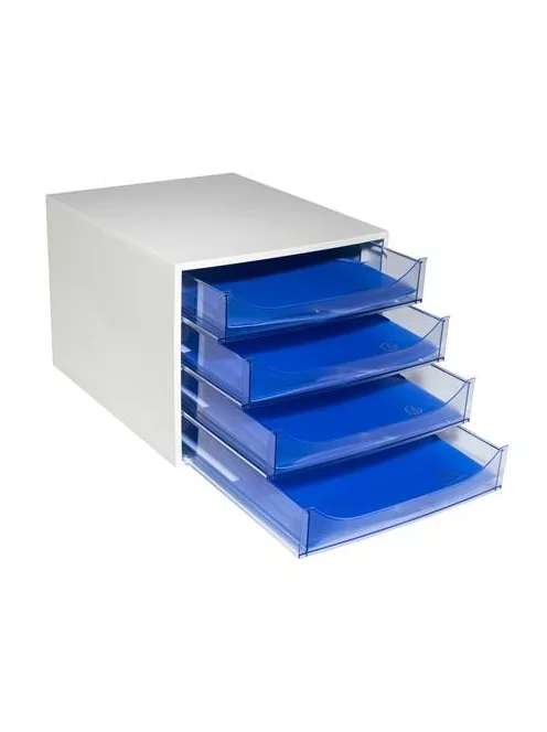 EXACOMPTA Irattároló, műanyag, 4 fiókos, EXACOMPTA "Ecobox Linicolor", jégkék