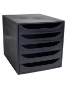 EXACOMPTA Irattároló, műanyag, 5 fiókos, EXACOMPTA "Ecobox ExoBlack", fekete