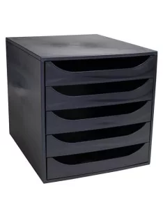   EXACOMPTA Irattároló, műanyag, 5 fiókos, EXACOMPTA "Ecobox ExoBlack", fekete