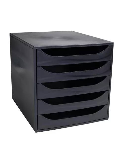 EXACOMPTA Irattároló, műanyag, 5 fiókos, EXACOMPTA "Ecobox ExoBlack", fekete