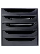 EXACOMPTA Irattároló, műanyag, 5 fiókos, EXACOMPTA "Ecobox ExoBlack", fekete