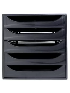   EXACOMPTA Irattároló, műanyag, 5 fiókos, EXACOMPTA "Ecobox ExoBlack", fekete