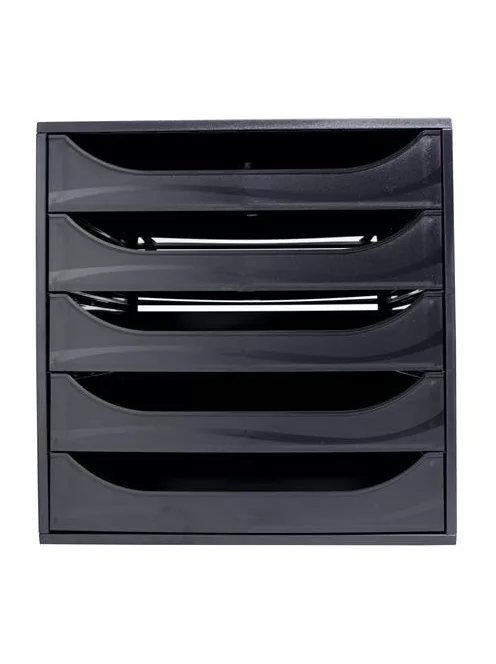 EXACOMPTA Irattároló, műanyag, 5 fiókos, EXACOMPTA "Ecobox ExoBlack", fekete