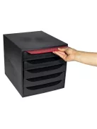 EXACOMPTA Irattároló, műanyag, 5 fiókos, EXACOMPTA "Ecobox ExoBlack", fekete