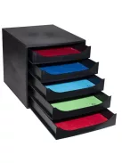 EXACOMPTA Irattároló, műanyag, 5 fiókos, EXACOMPTA "Ecobox ExoBlack", fekete