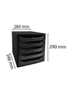 EXACOMPTA Irattároló, műanyag, 5 fiókos, EXACOMPTA "Ecobox ExoBlack", fekete