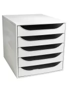 EXACOMPTA Irattároló, műanyag, 5 fiókos, EXACOMPTA "Ecobox Office", szürke