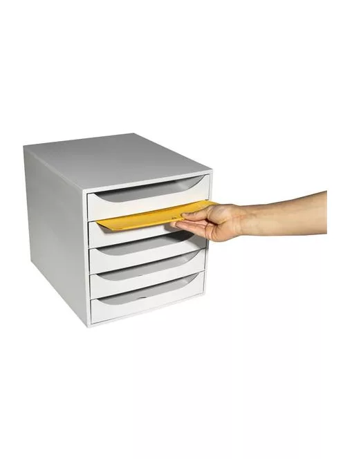 EXACOMPTA Irattároló, műanyag, 5 fiókos, EXACOMPTA "Ecobox Office", szürke