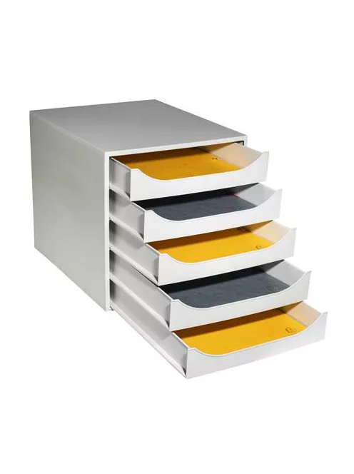 EXACOMPTA Irattároló, műanyag, 5 fiókos, EXACOMPTA "Ecobox Office", szürke