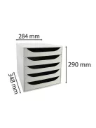 EXACOMPTA Irattároló, műanyag, 5 fiókos, EXACOMPTA "Ecobox Office", szürke