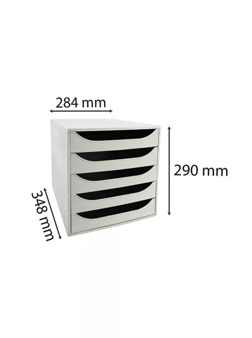 EXACOMPTA Irattároló, műanyag, 5 fiókos, EXACOMPTA "Ecobox Office", szürke