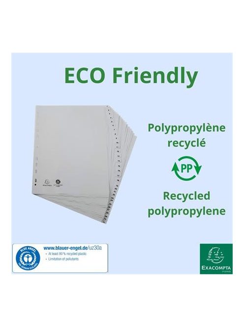 EXACOMPTA Regiszter, műanyag, A4+, 1-31, EXACOMPTA, szürke