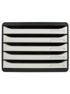 EXACOMPTA Irattároló, műanyag, 5 fiókos, EXACOMPTA "BIigBox Glossy", fekete-fehér