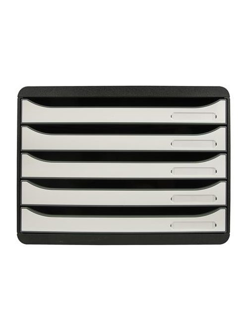 EXACOMPTA Irattároló, műanyag, 5 fiókos, EXACOMPTA "BIigBox Glossy", fekete-fehér