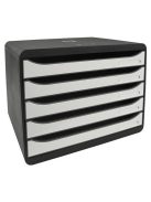 EXACOMPTA Irattároló, műanyag, 5 fiókos, EXACOMPTA "BIigBox Glossy", fekete-fehér