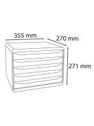 EXACOMPTA Irattároló, műanyag, 5 fiókos, EXACOMPTA "BIigBox Glossy", fekete-fehér