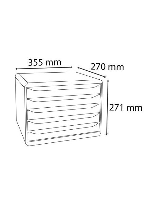 EXACOMPTA Irattároló, műanyag, 5 fiókos, EXACOMPTA "BIigBox Glossy", fekete-fehér