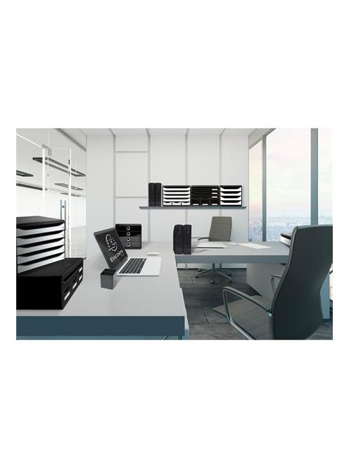 EXACOMPTA Irattároló, műanyag, 5 fiókos, EXACOMPTA "BIigBox Glossy", fekete-fehér