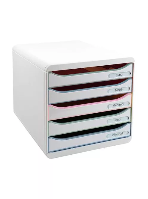 EXACOMPTA Irattároló, műanyag, 5 fiókos, EXACOMPTA "Big-Box Plus AutentiK", szürke