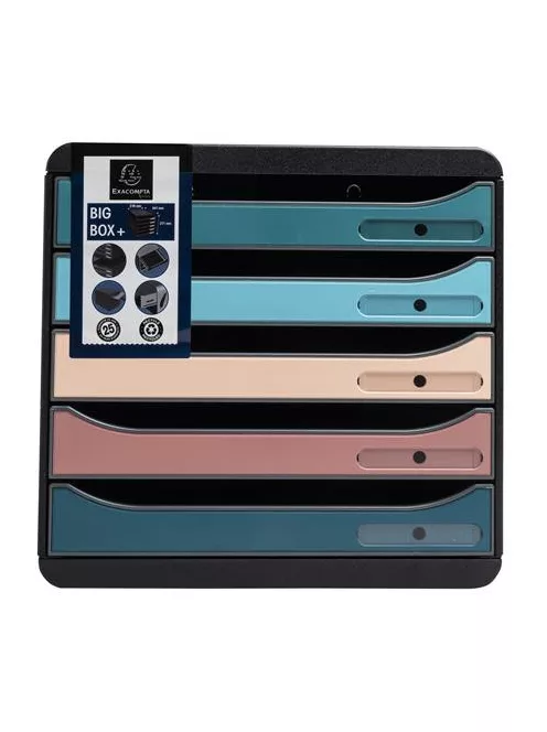 EXACOMPTA Irattároló, műanyag, 5 fiókos, EXACOMPTA "Big-Box Plus Skandi Iderama"