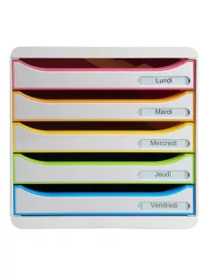   EXACOMPTA Irattároló, műanyag, 5 fiókos, EXACOMPTA "Big-Box Plus Blackoffice Iderama"