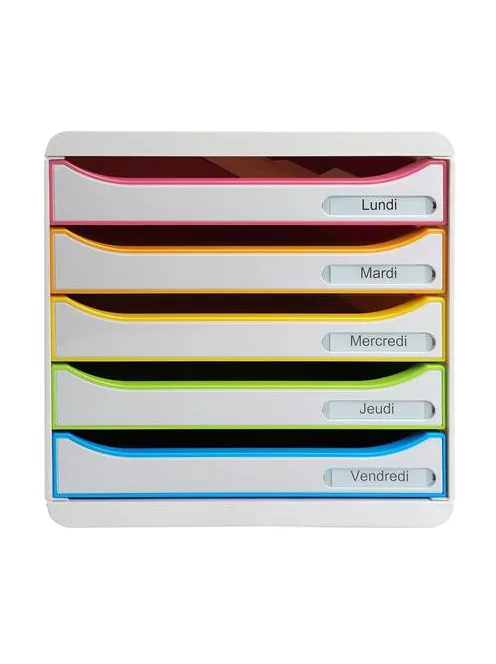 EXACOMPTA Irattároló, műanyag, 5 fiókos, EXACOMPTA "Big-Box Plus Blackoffice Iderama"