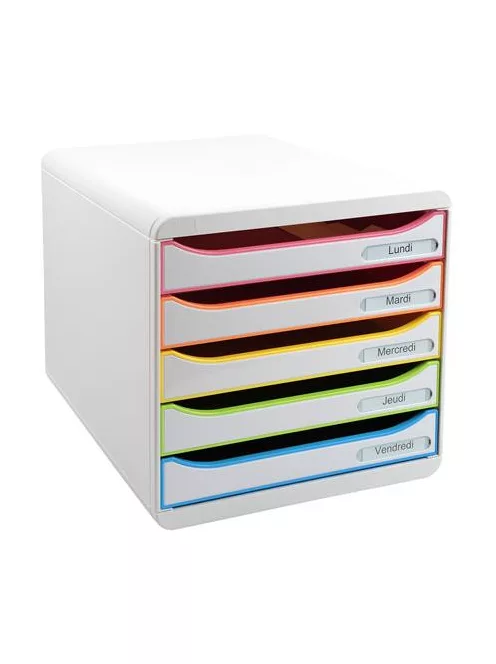 EXACOMPTA Irattároló, műanyag, 5 fiókos, EXACOMPTA "Big-Box Plus Blackoffice Iderama"