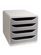 EXACOMPTA Irattároló, műanyag, 4 fiókos, EXACOMPTA "Big-Box Office", szürke