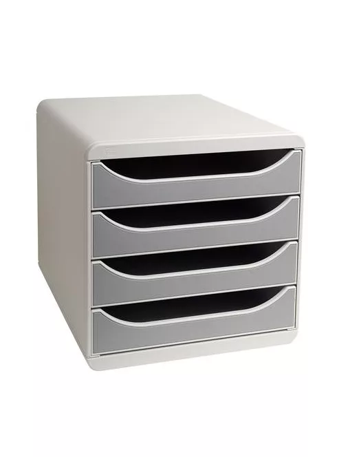 EXACOMPTA Irattároló, műanyag, 4 fiókos, EXACOMPTA "Big-Box Office", szürke