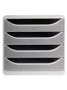 EXACOMPTA Irattároló, műanyag, 4 fiókos, EXACOMPTA "Big-Box Office", szürke