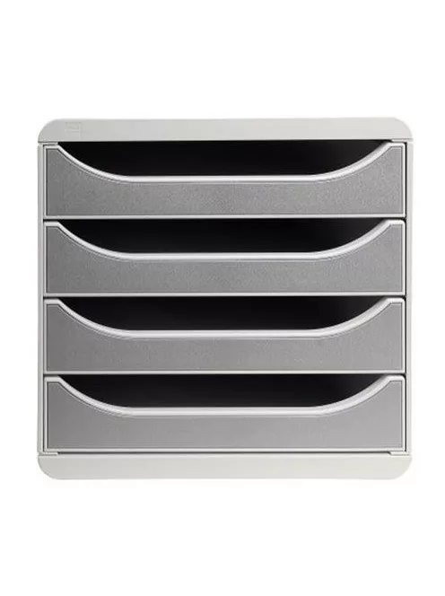 EXACOMPTA Irattároló, műanyag, 4 fiókos, EXACOMPTA "Big-Box Office", szürke
