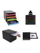 EXACOMPTA Irattároló, műanyag, 4 fiókos, EXACOMPTA "Big-Box Office", szürke