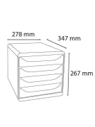 EXACOMPTA Irattároló, műanyag, 4 fiókos, EXACOMPTA "Big-Box Office", szürke