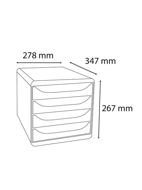 EXACOMPTA Irattároló, műanyag, 4 fiókos, EXACOMPTA "Big-Box Office", szürke