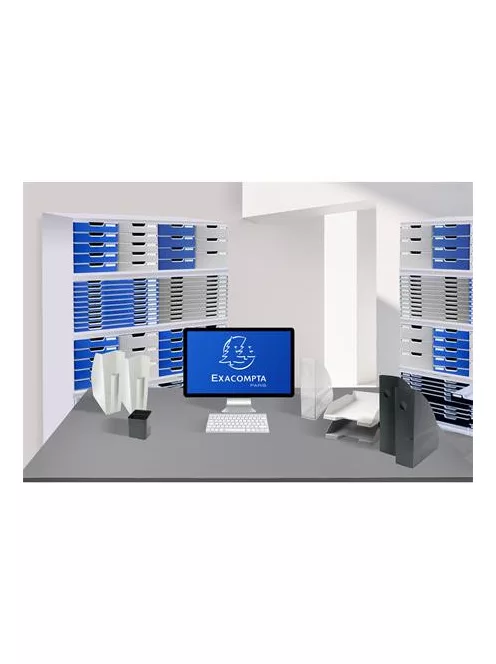 EXACOMPTA Irattároló, műanyag, 4 fiókos, EXACOMPTA "Big-Box Office", szürke