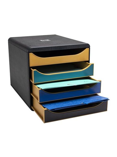 EXACOMPTA Irattároló, műanyag, 4 fiókos, EXACOMPTA "Big-Box Neo Deco"