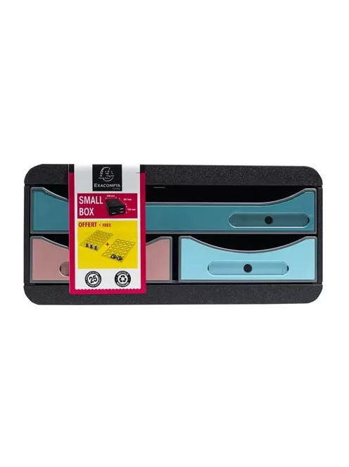 EXACOMPTA Irattároló, műanyag, 3 fiókos, EXACOMPTA "Smallbox Skandi", színes