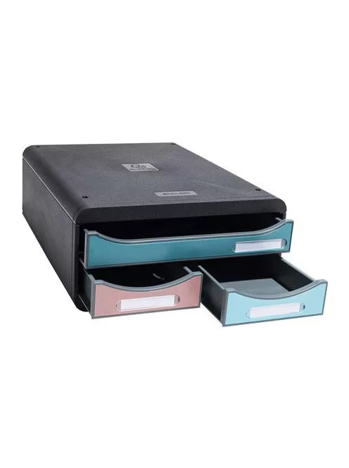 EXACOMPTA Irattároló, műanyag, 3 fiókos, EXACOMPTA "Smallbox Skandi", színes