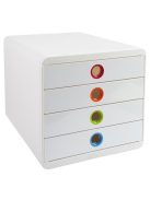 EXACOMPTA Irattároló, műanyag, 4 fiókos, EXACOMPTA "Pop-Box", fehér