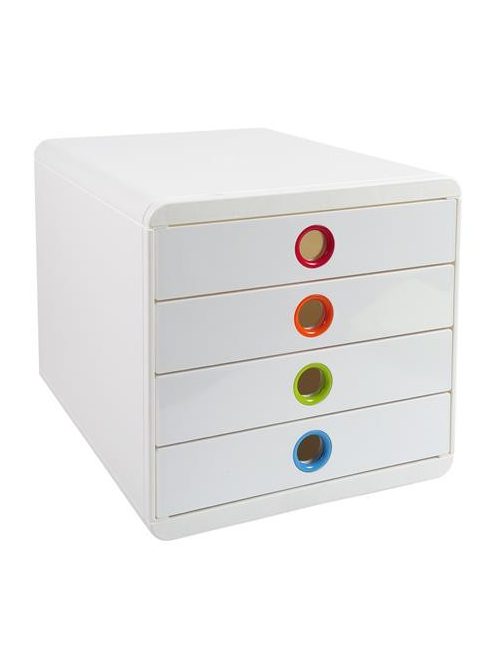 EXACOMPTA Irattároló, műanyag, 4 fiókos, EXACOMPTA "Pop-Box", fehér