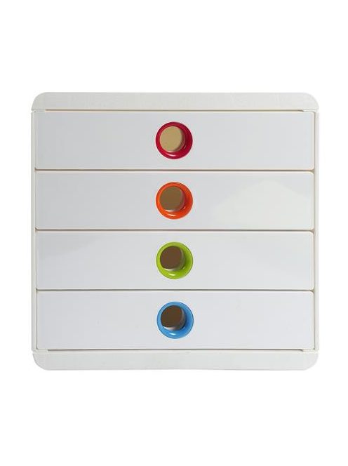 EXACOMPTA Irattároló, műanyag, 4 fiókos, EXACOMPTA "Pop-Box", fehér