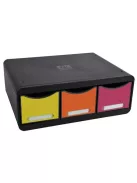 EXACOMPTA Irattároló, műanyag, 3 fiókos, EXACOMPTA "Iderama® "Toolbox", fekete