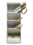 EXACOMPTA Asztali rendező, multifunkciós, 4 rekeszes, 8x23x11 cm, EXACOMPTA "Autentik", fehér