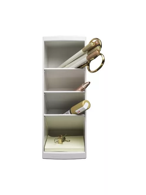 EXACOMPTA Asztali rendező, multifunkciós, 4 rekeszes, 8x23x11 cm, EXACOMPTA "Autentik", fehér