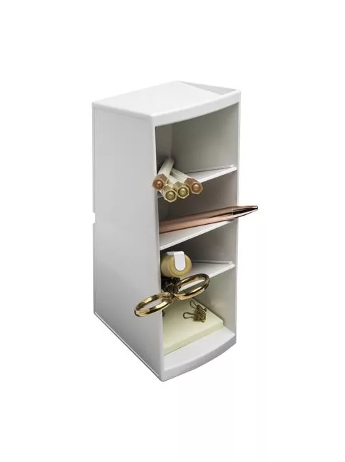 EXACOMPTA Asztali rendező, multifunkciós, 4 rekeszes, 8x23x11 cm, EXACOMPTA "Autentik", fehér