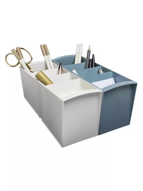 EXACOMPTA Asztali rendező, multifunkciós, 4 rekeszes, 8x23x11 cm, EXACOMPTA "Autentik", fehér