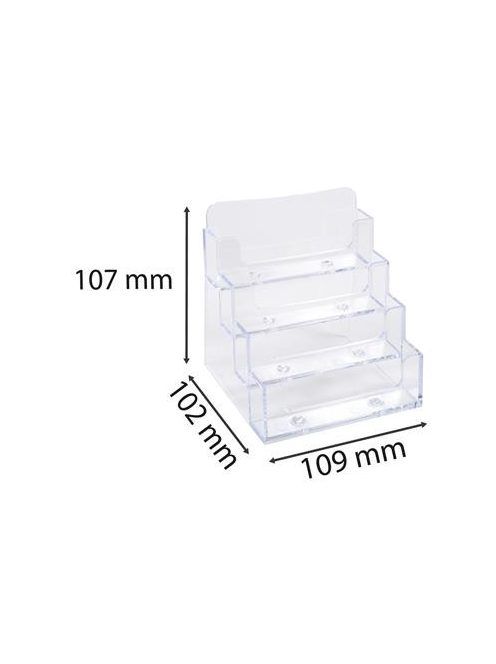 EXACOMPTA Névjegykártya tartó, asztali, 4 rekesz, EXACOMPTA "Office", áttetsző