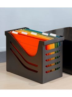   Függőmappa box műanyag fekete, 5 színű függő mappával nyitott
